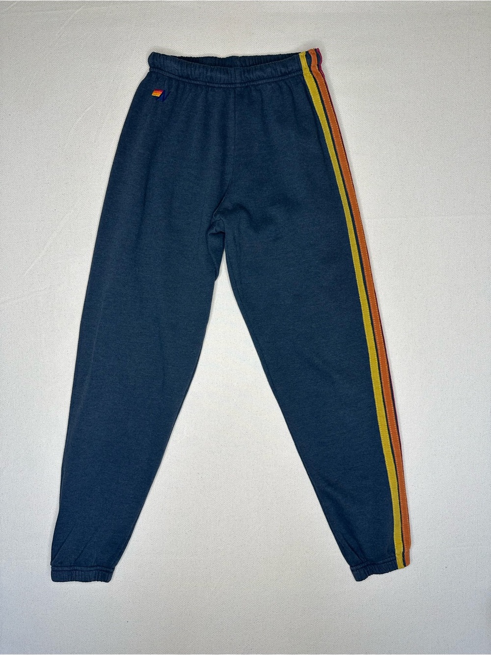 Aviator Nation Navy 5 Stripe Rainbow Sweatpants Joggers Comfy Loungewear Small